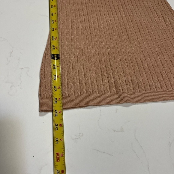 Olivaceous Tan Stretch Cable Knit Long Sleeve Sweater Mini Dress Small - Picture 8 of 9